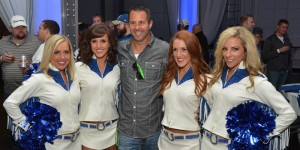 The Colts cheerleaders take pictures with fans and sign autographs during the VIP Tailgate.