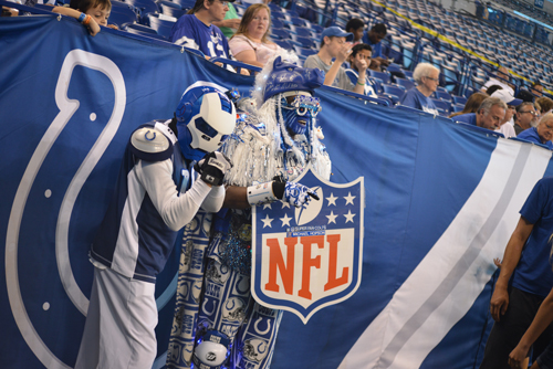 Colts Superfan with a Fan